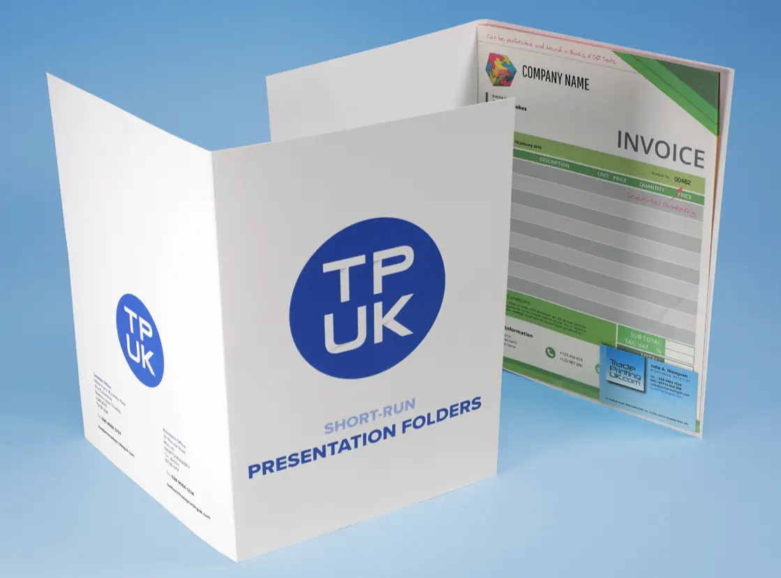Short Run Printed Folders image and features by Trade Printing UK