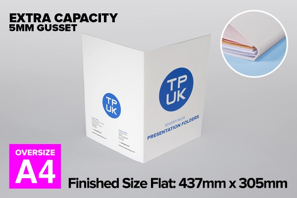 Printed Folders - Extra Capacity with 5mm Gusset Spine - Artwork Design Setup Templates for Adobe CC