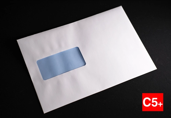 C5+ size 90gsm Gummed Machinable Envelopes with top, long-edge, Wallet Flap