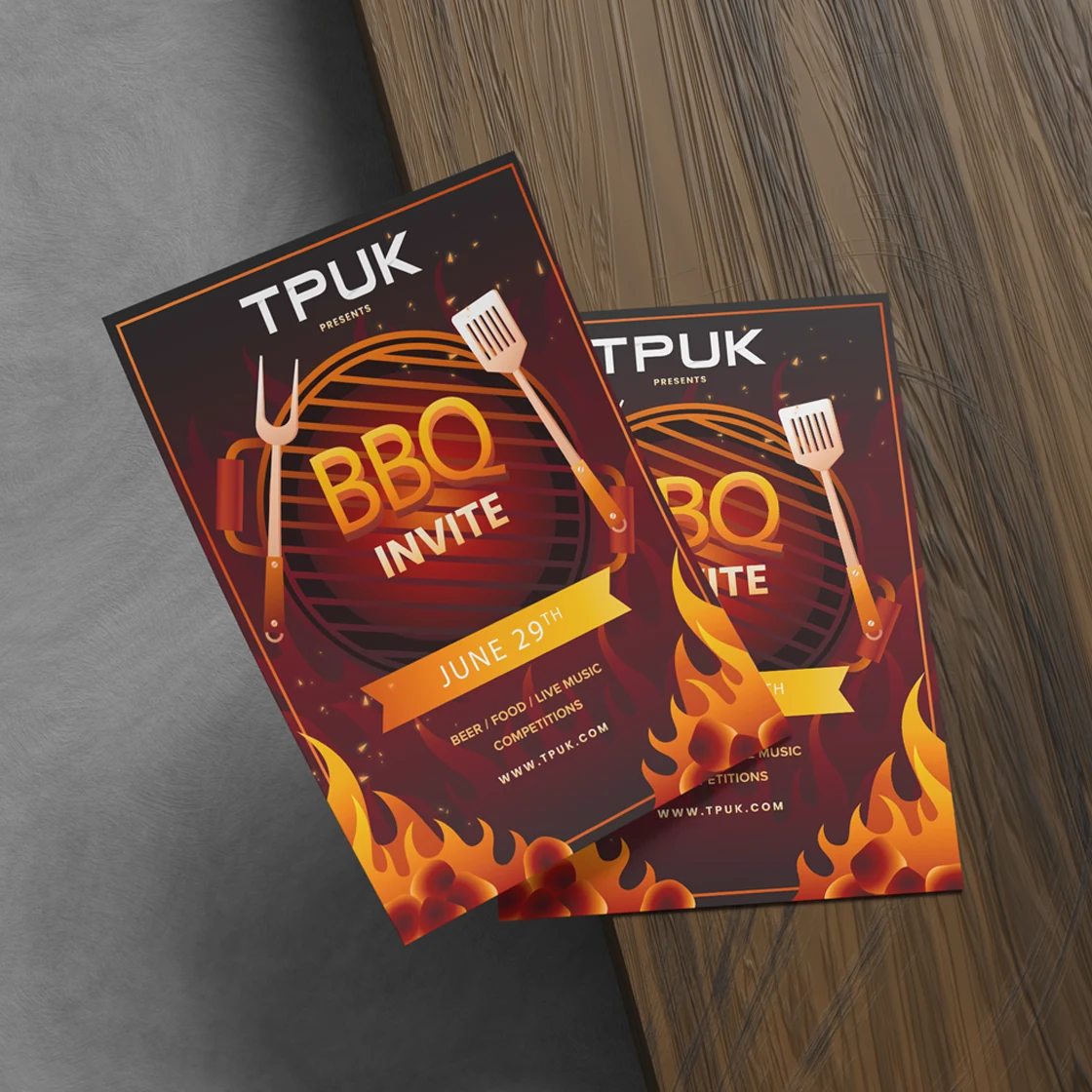 Custom invitations printed on 300gsm uncoated card BBQ image