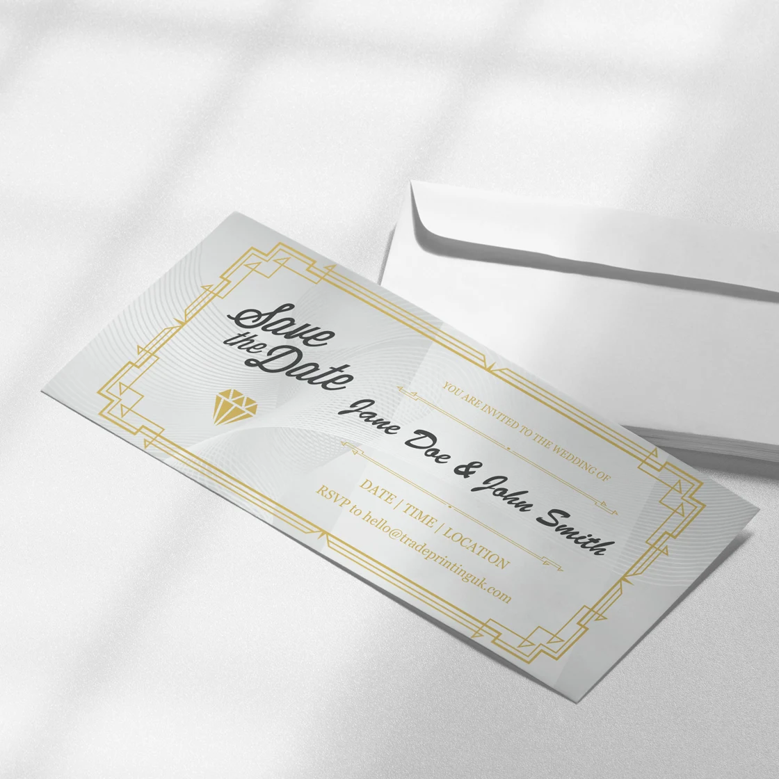Wedding invitations printed on 300gsm uncoated card by TradePrintingUK