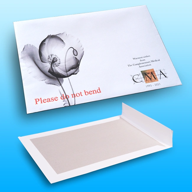 Custom Printed Full Colour Board Back Packaging Envelopes