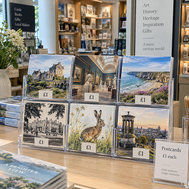 Art-focused Square postcards in the 105 × 105mm format.