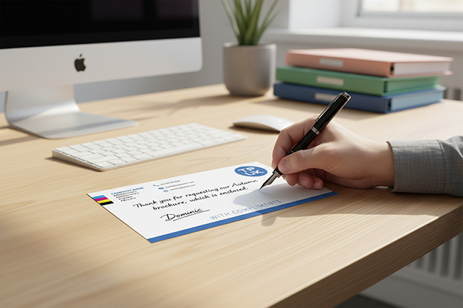 Custom printed Compliment Slips on premium 120gsm white bond paper