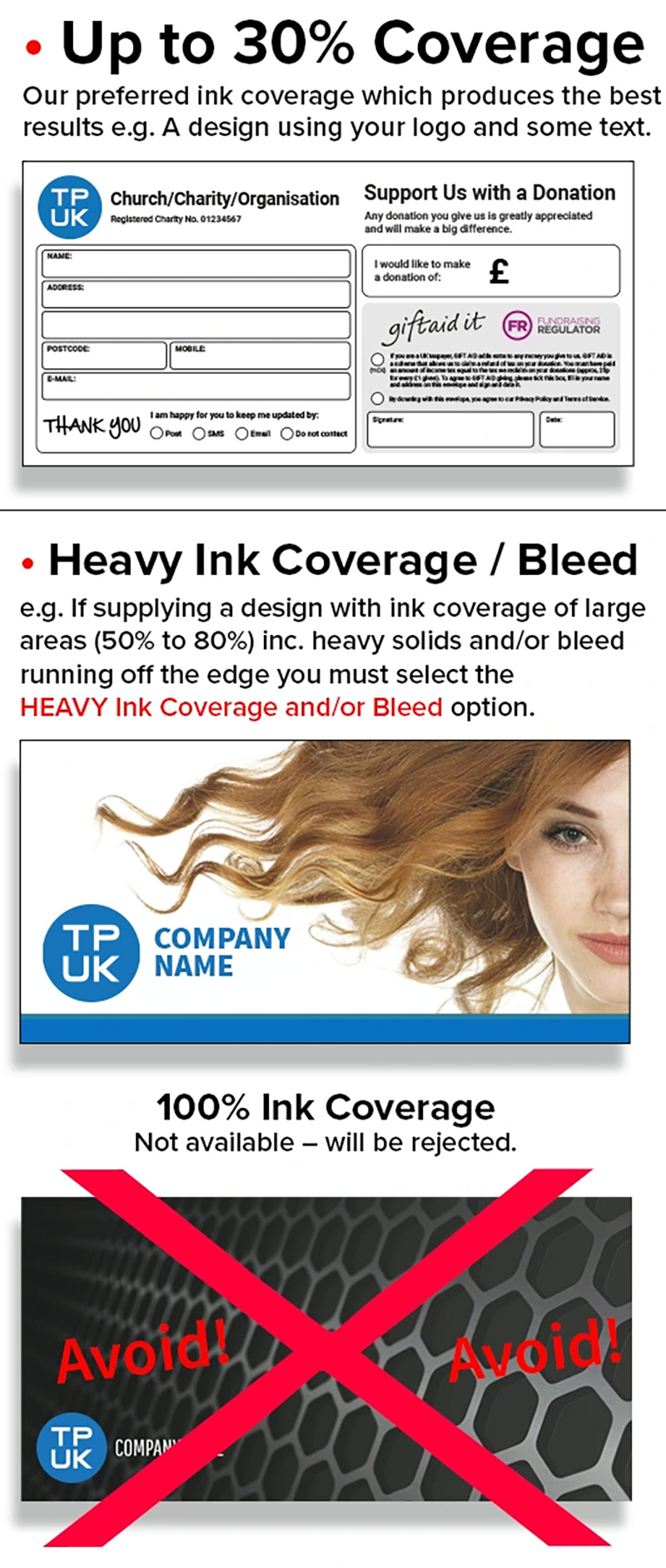 Envelopes of Heavy Ink Coverage on Envelopes and what not to provide on Artwork