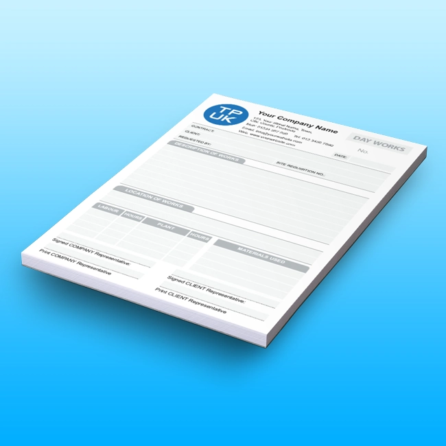 Carbonless NCR Dayworks Pads and Books Free Artwork Template