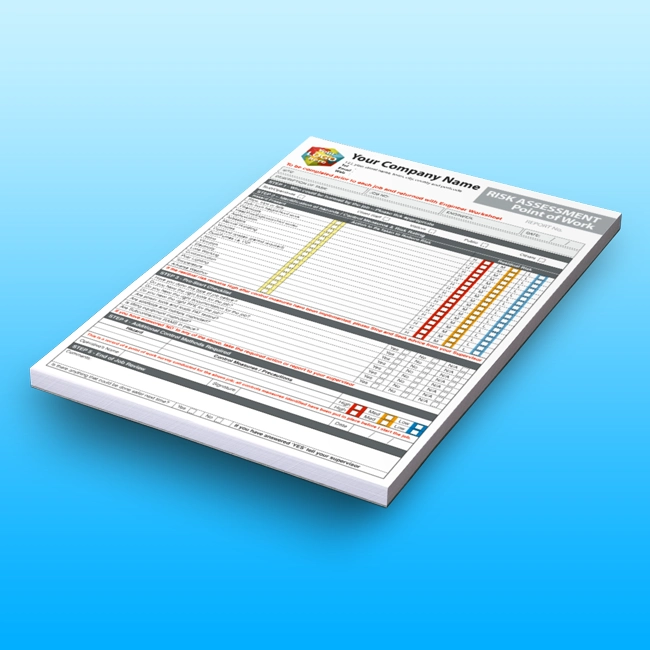 Carbonless NCR Risk Assessment Point of Work Pads and Books Free Artwork Template