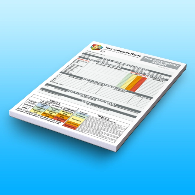 Carbonless NCR Risk Assessment Report Pads and Books Free Artwork Template