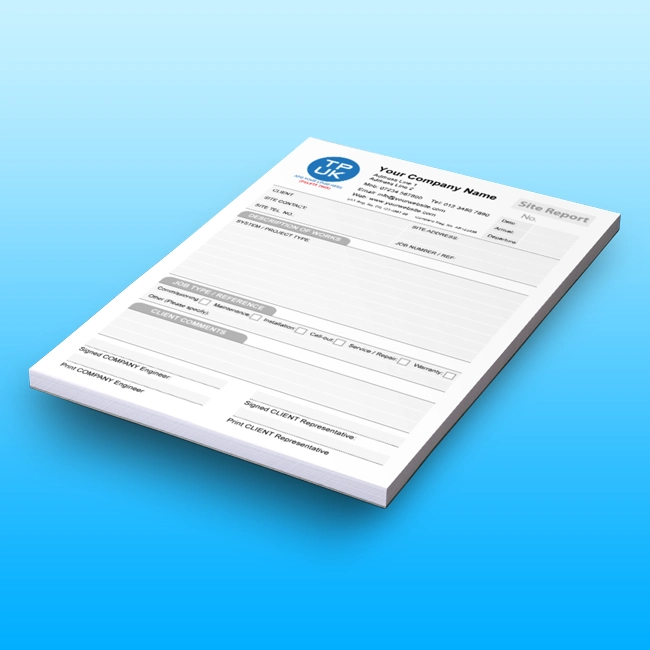 Carbonless NCR Site Report Pads and Books Free Artwork Template