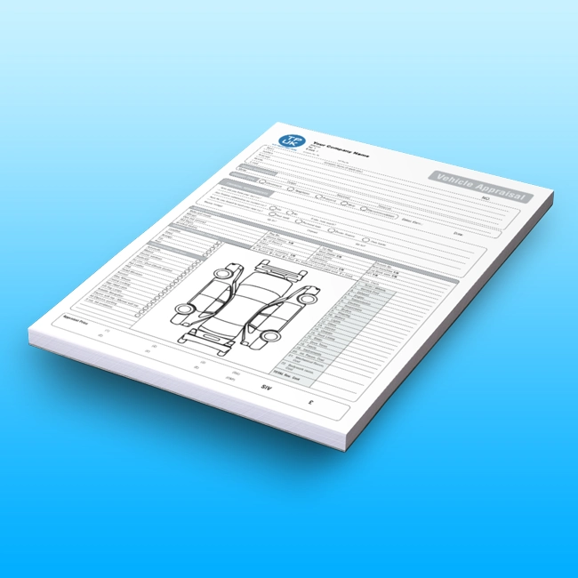 Carbonless NCR Used Cars Vehicle Appraisal Inspection Pads and Books Free Artwork Template