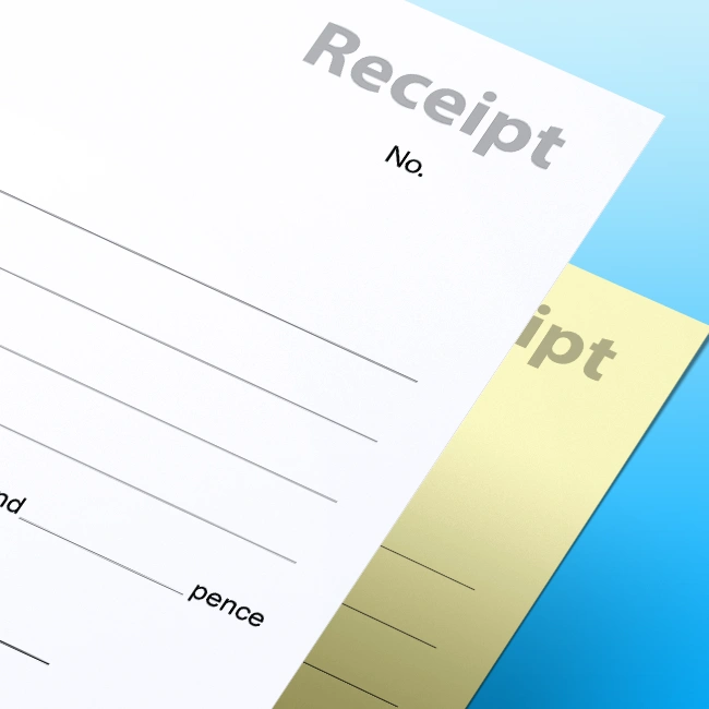 Carbonless NCR Receipt Pads and Books Free Customisable Artwork Template