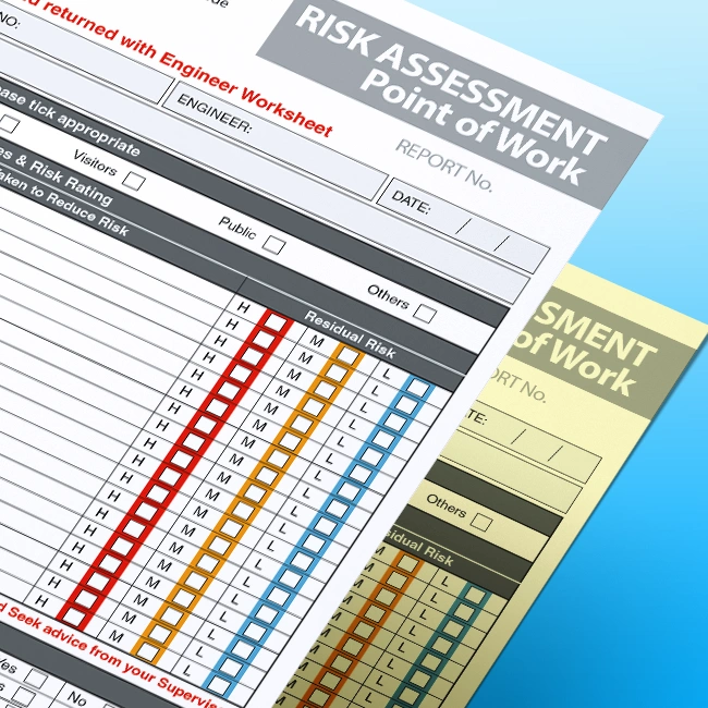 Carbonless NCR Risk Assessment POWRA Pads and Books Free Customisable Artwork Template