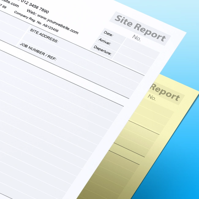 Carbonless NCR Site Report Pads and Books Free Customisable Artwork Template
