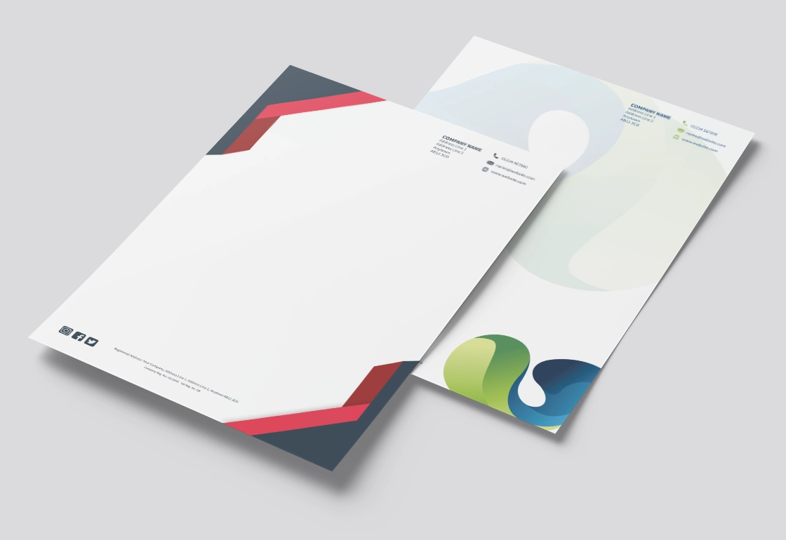 Company Letterhead printing using template from TradePrintingUK