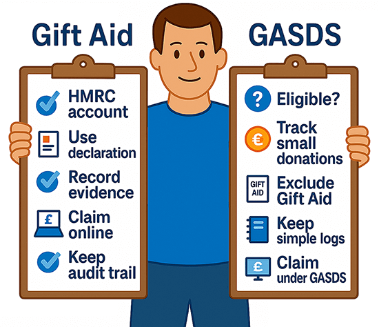 Illustration representing Gift Aid and the GASDS Gift Aid Small Donations Scheme